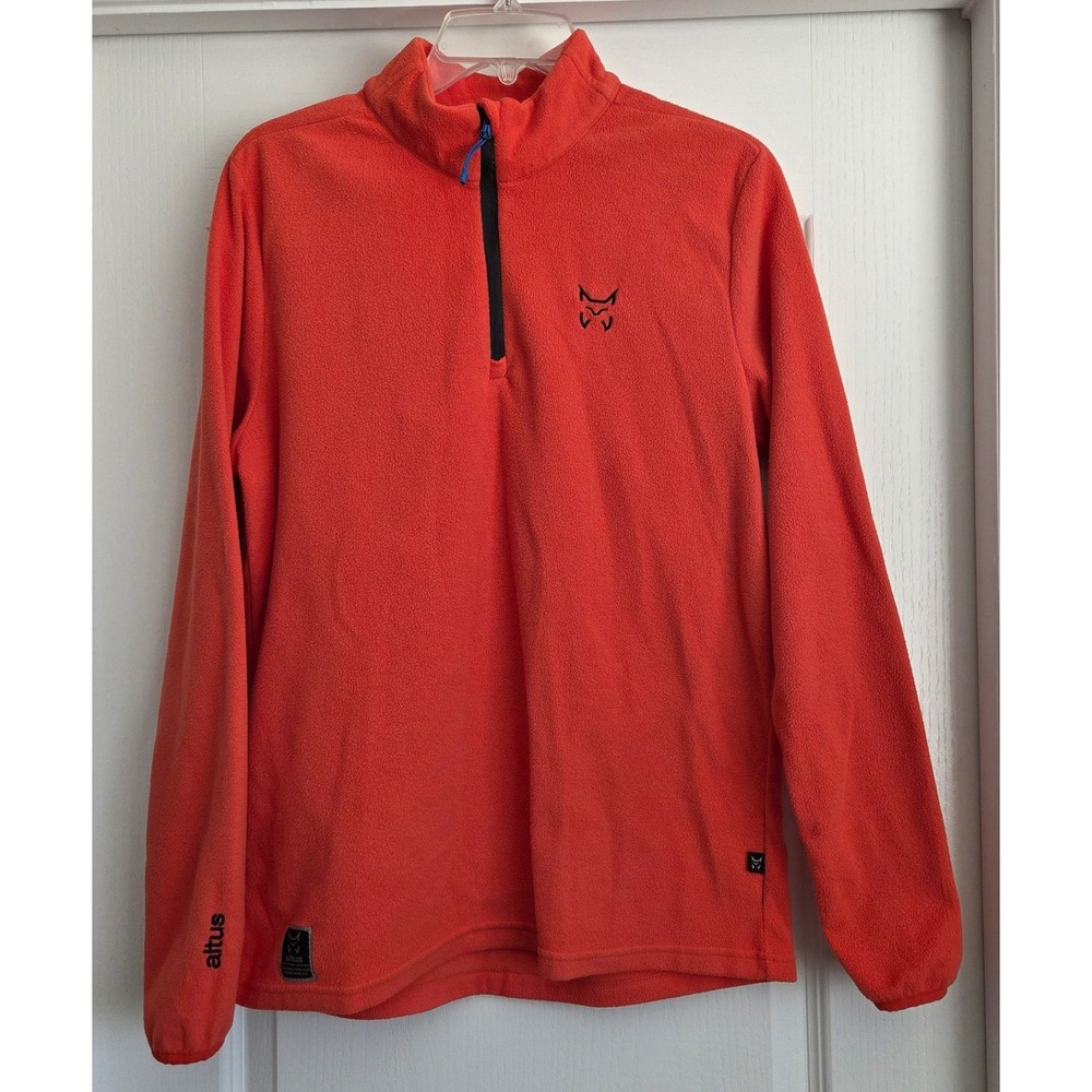 Altus Orange Fleece Quarter Zip Pullover Long Sleeve Top‎ Size S Outdoor Hiking